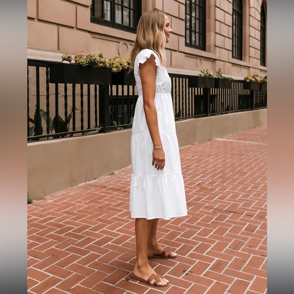 100% cotton white midi dress - Picture 3 of 5